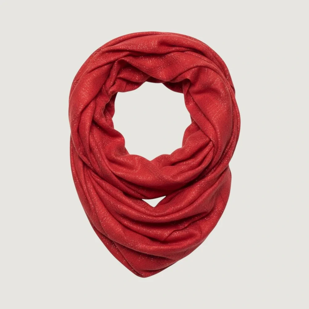Red Metallic Shimmer Infinity Scarf Festive Holiday Sparkle Loop Snood Accessory